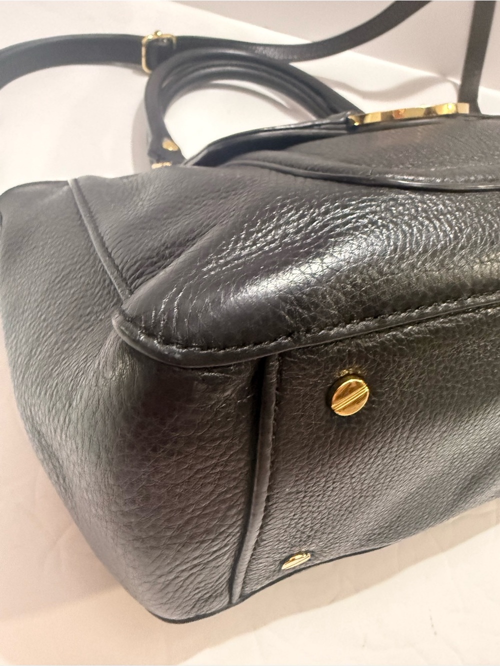 Tory Burch Amanda Black Pebbled Leather Satchel Crossbody Bag - Picture 5 of 12